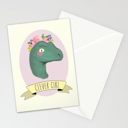 Clever Girl Dinosaur / Jurassic Park / Gift for Her / Boho Baby Animal Nursery Decor / Feminist Stationery Cards