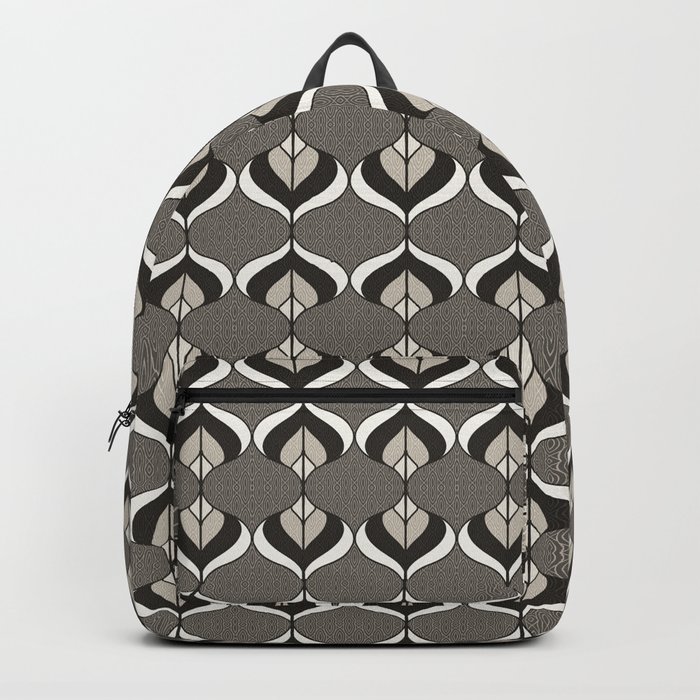 Retro Ogee Pattern and Line Art in Earthy Brown Hue Backpack
