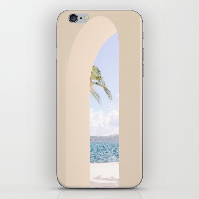 Bright Mediterranean Sea View Travel Palm Leaves iPhone Skin