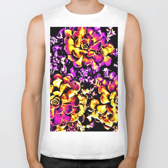 Purple Yellow Flower Plant, Pop Art Biker Tank