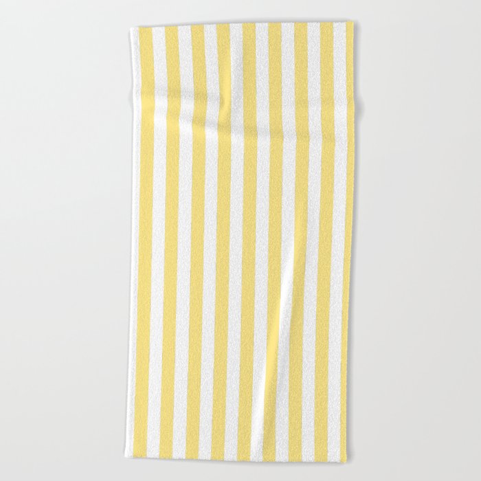 Modern geometrical baby yellow white stripes pattern Beach Towel