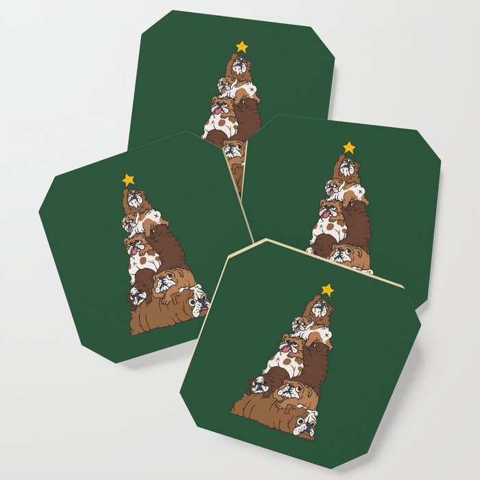 Christmas Tree English Bulldog Coaster