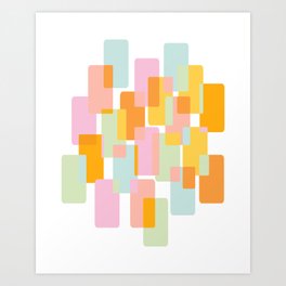Pastel Geometric Shape Collage Art Print