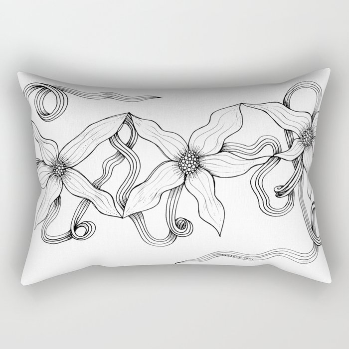 Huia Art Clematis Ribbon Rectangular Pillow