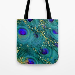 Teal Peacock Feathers Tote Bag
