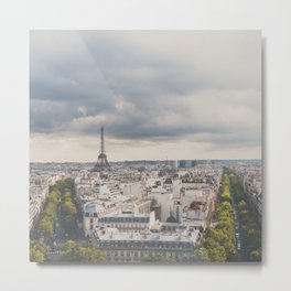 the Eiffel Tower in Paris on a stormy day. Metal Print