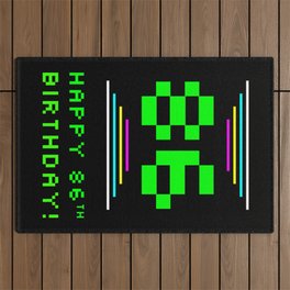 [ Thumbnail: 86th Birthday - Nerdy Geeky Pixelated 8-Bit Computing Graphics Inspired Look Outdoor Rug ]