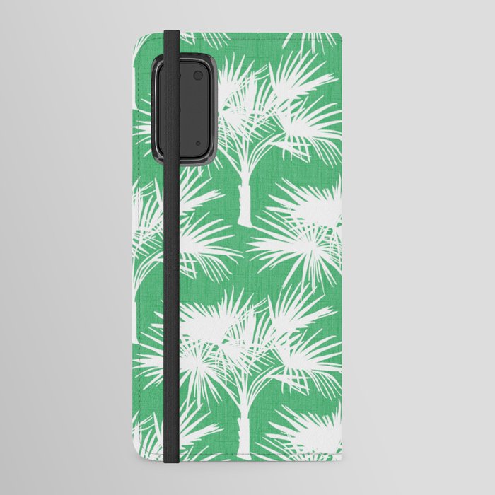 Retro 70’s Palm Trees White on Green Android Wallet Case