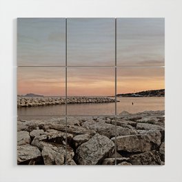 A Sunset On White Rocks In Naples (Italy) Wood Wall Art