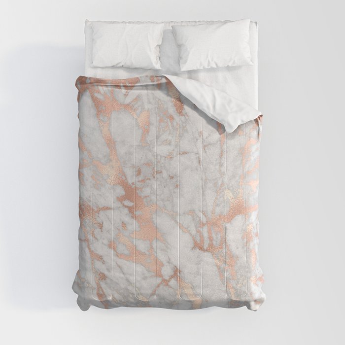 Beautiful Rose Gold Marble Pattern Comforter