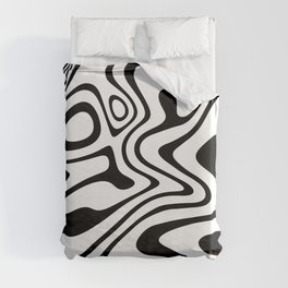 Organic Shapes And Lines Black And White Optical Art Duvet Cover