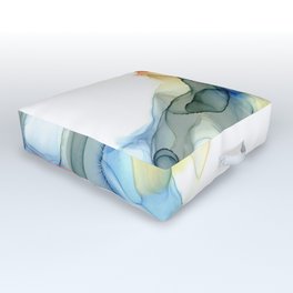 Rainbow River Abstract 32722 Modern Alcohol Ink Painting by Herzart Outdoor Floor Cushion