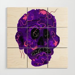 Purple Zombie Skull Wood Wall Art