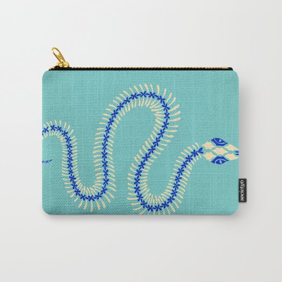 Snake Skeleton – Blue & Cream Carry-All Pouch