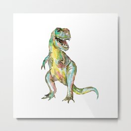 T-rex dinosaur painting watercolour  Metal Print | Dinosaur, Rainbow, Dino, Trex, Hand, Drawing, Watercolor, Drawn, Green, Background 