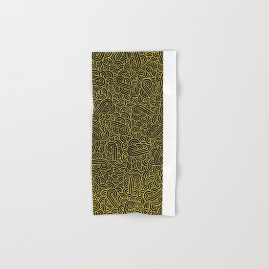 Black and faux gold swirls doodles Hand & Bath Towel
