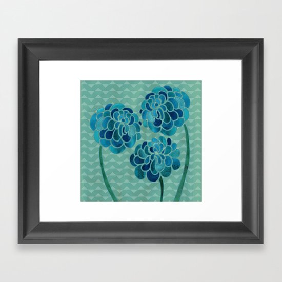 Blue Chrysanthemums Framed Art Print