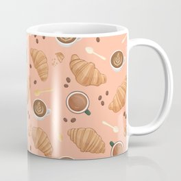 Croissant and Coffee Pattern Coffee Mug