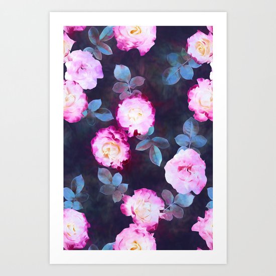Twilight Roses Art Print