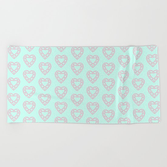 Happy Heart Gems Beach Towel