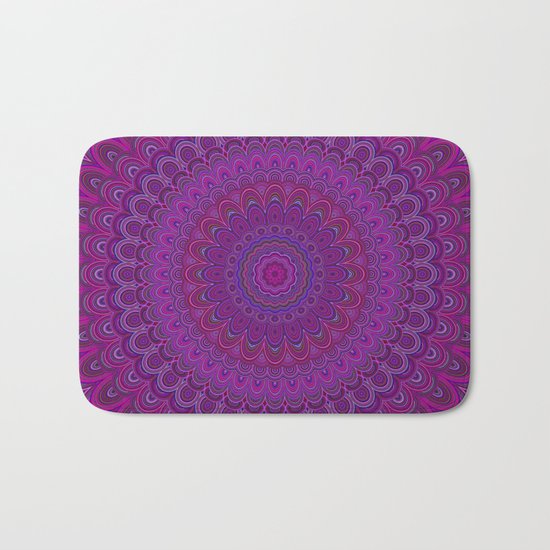 Purple flower mandala Bath Mat