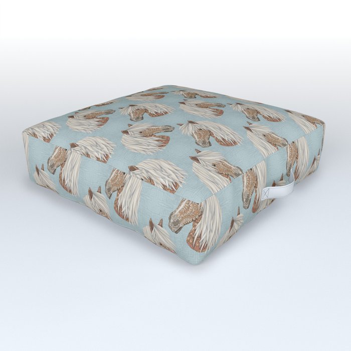 Haflinger Pony Blue Outdoor Floor Cushion
