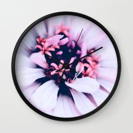 Pastel Pink Zinnia Flower Macro Photography Wall Clock