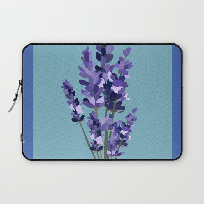 Floral Lavender Bouquet Design Pattern on Turquoise and Blue Laptop Sleeve