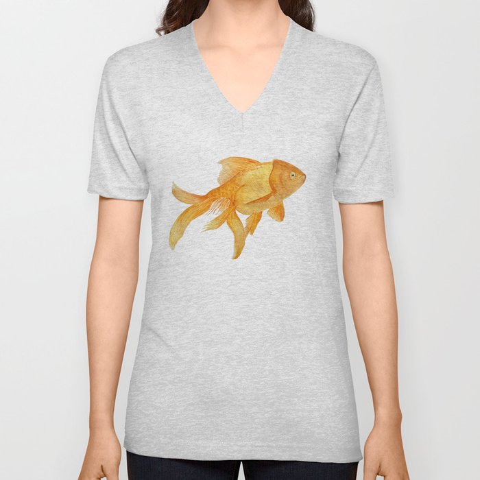 Curious Goldfish V Neck T Shirt