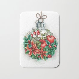 Christmas decoration illustration Bath Mat | Christmas, Christmaseve, Mistletoe, Apple, Holidays, Christmas Decor, Ornament, Flower, Globe, Christmas Globe 