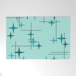 Mid Century Modern Stars Turquoise Welcome Mat