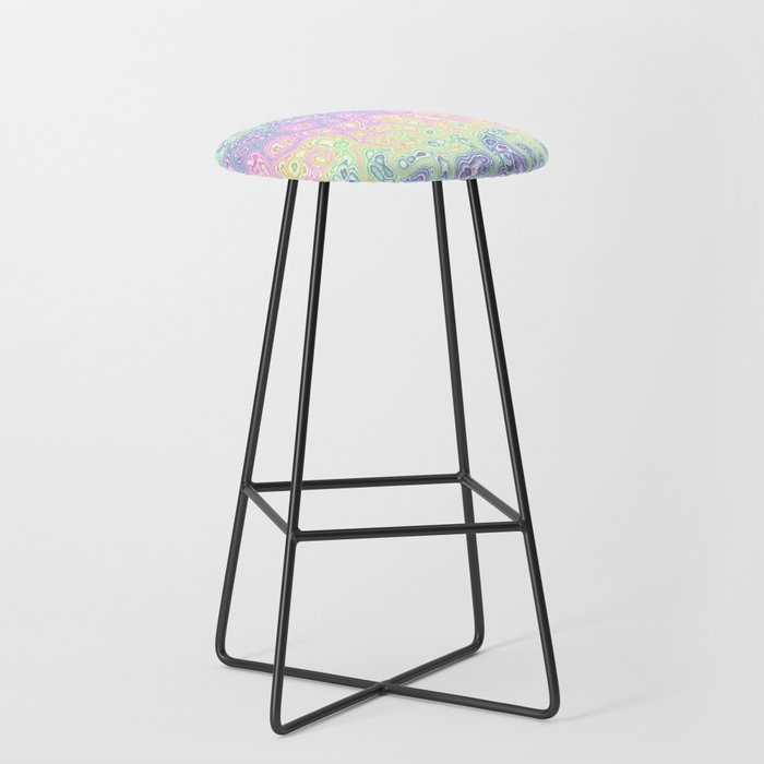 Trippy Funky Squiggly Pastel Rainbow Bar Stool
