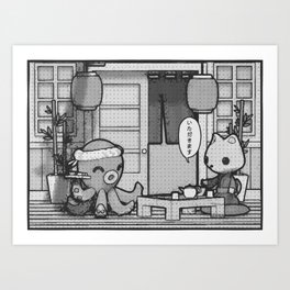 cute kawaii manga restaurant Art Print