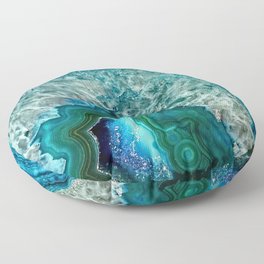 Aqua turquoise agate mineral gem stone Floor Pillow