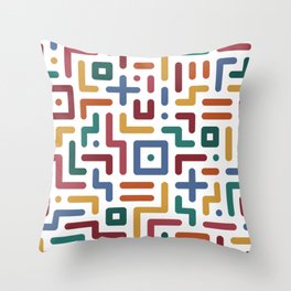 Colorful geometry line art pattern on white Throw Pillow