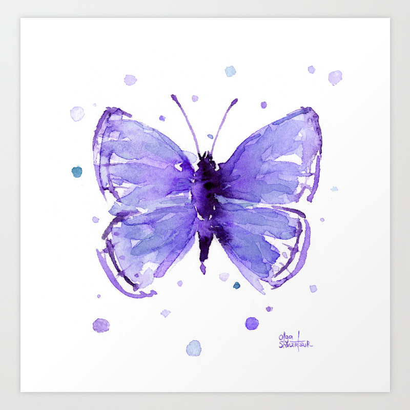 Butterfly Painting Purple Violet Abstract Butterfly Art Print By Olechka Society6