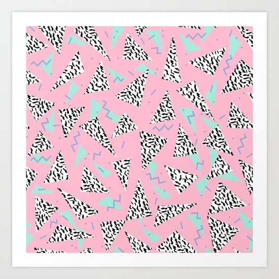 Geometric Minimal pastel modern pattern design triangle memphis basic nursery decor Art Print