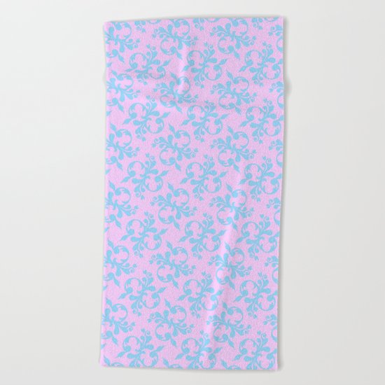 Pattern #10, blue on pink Beach Towel