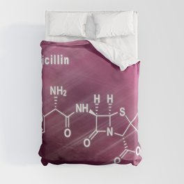 Ampicillin, antibiotic drug, Structural chemical formula Duvet Cover