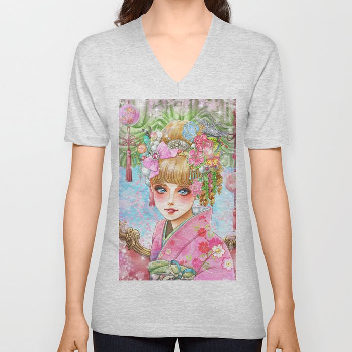 Cover girl /Sakura V Neck T Shirt