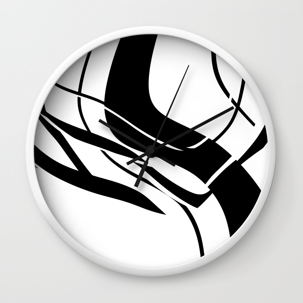 Organic No 7 Black White Graphic Art Minimalism Decor Society6 Wall Clock