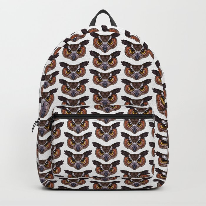 Great Horned Owl Head (white) Backpack