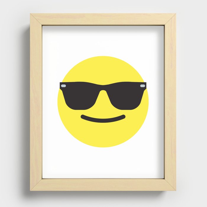 Smiling Sunglasses Face Emoji Recessed Framed Print