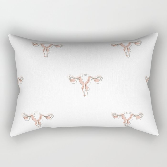 Uterus Pastel Pink Line Art Pattern Rectangular Pillow