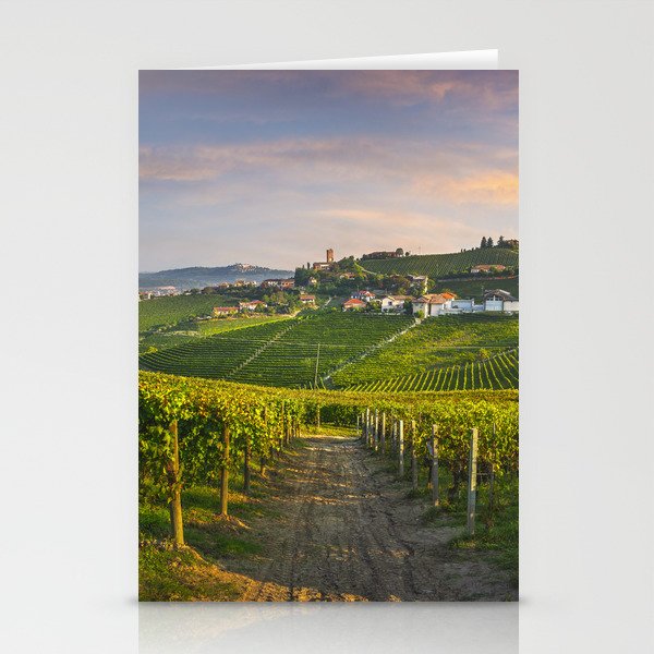 Barbaresco and Vineyards after Sunrise. Langhe, Italy Stationery Cards