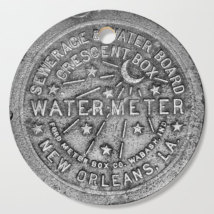 New Orleans Water Meter Louisiana Crescent City NOLA Water Board Metalwork Grey Silver Cutting Board