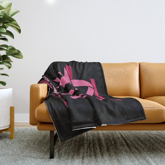 I Wear Pink Breast Cancer Awareness Throw Blanket