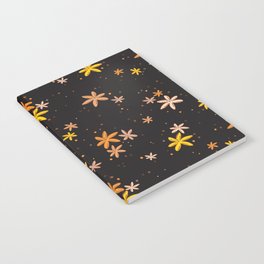 Orange and yellow flowers and dots pattern  Notebook