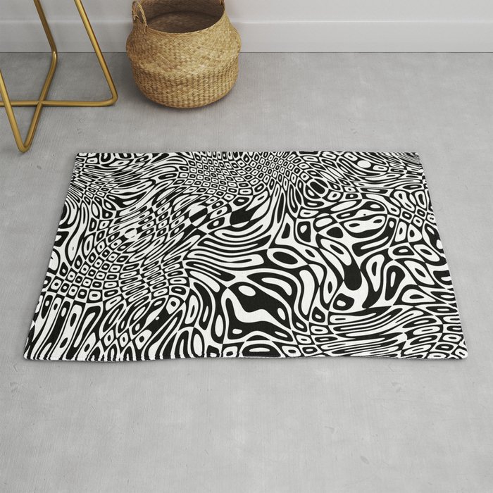 Black  and white psychedelic optical illusion Rug
