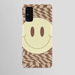 Smiley brown wavy checker Android Case